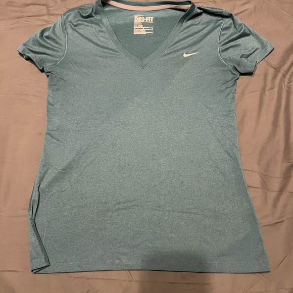 Nike Women's Blue V-Neck Dri-FIT Tee - Picture 1 of 3